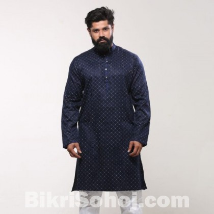 China Cotton Men’s Punjabi – Navy Yellow Check Ball – dd19